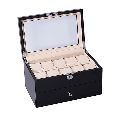CLoxks Uhren Aufbewahrungsbox 16 Fächer, doppellagige Uhren-Aufbewahrungsbox mit großem Fassungsvermögen, multifunktionaler Schmuck-Organizer, hochwertiger Uhrenhalter aus Holz Uhrenbox