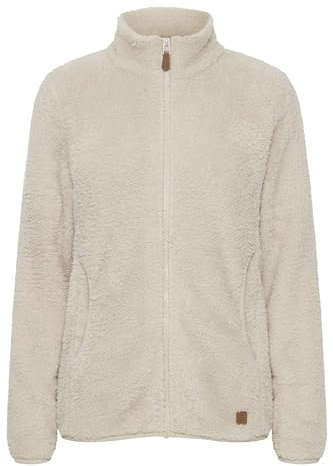 OXMO OXTelsa Damen Fleecejacke Sweatjacke Jacke mit Stehkragen Eingrifftaschen Reißverschluss Regular fit, Größe:L, Farbe:Oyster Gray (141107)