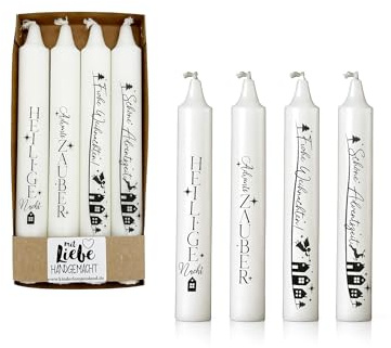 Kilala Weihnachtskerzen Stabkerzen Set, Heilige Nacht, Adventszauber, Frohe Weihnachten, Schöne Adventszeit, hochwertige Wachskerzen, handgemacht, festliche Dekoration, Geschenkidee