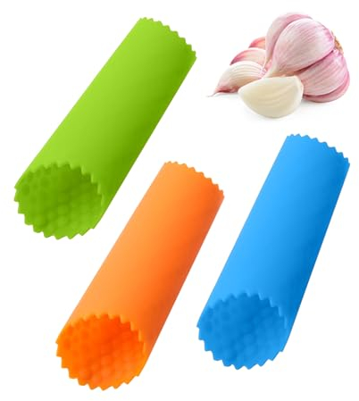 3 Silikon-Knoblauchschäler, Silikonschäler, Knoblauchroller, Küchenhelfer, Silikon-Knoblauchschäler, einfache und praktische Küchenwerkzeuge (blau, grün, orange)