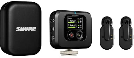Shure MoveMic Two Kit, Pro Wireless Lavalier Microphones with Camera Receiver for DSLR, iPhone, Android, Mac, PC, 24-Hour Charge (MV-Two-KIT-Z7)