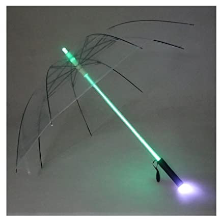 DEEDAV Golfschirme Regen Transparenter LED-Regenschirm for Männer Und Frauen, Blinkend Auf Nachtlichthalter, Wasserdicht, Winddicht, Regenschirme Familien Regenschirm (Color : Transparent)