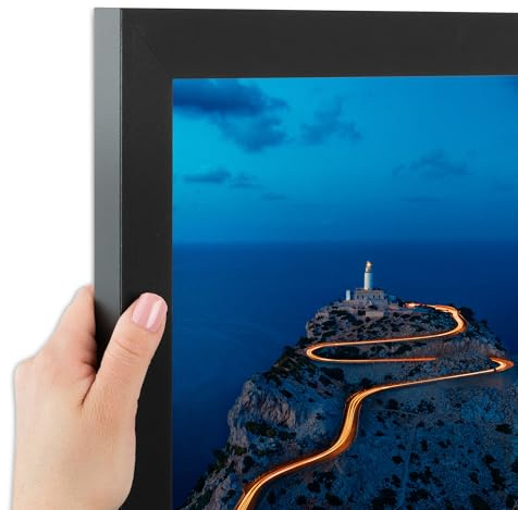 ArtToFrames 12x36 Inch Black Picture Frame, This 1.25 Inch Custom Poster Frame is Soft Black - Comes with Economy Acrylic and Corrugated Backing (2WOM5180-12x36)
