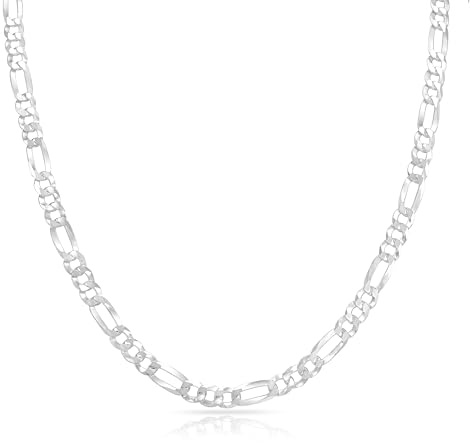 TAIPAN Elegante Halskette für Männer (Figaro) - Kette für Männer und Frauen aus 925 echtem Silber - Breite 4mm - Länge 50-55-60 cm - Kette Anti-Anlauf - Zertifikat Made in Italy