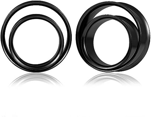 Vankula Ohr Tunnel 1 Paar Double Flared Flesh Plugs Doppellagig Rund Edelstahl für männer damen Ohrpiercing Schmuck 14mm(9/16) Schwarz 1