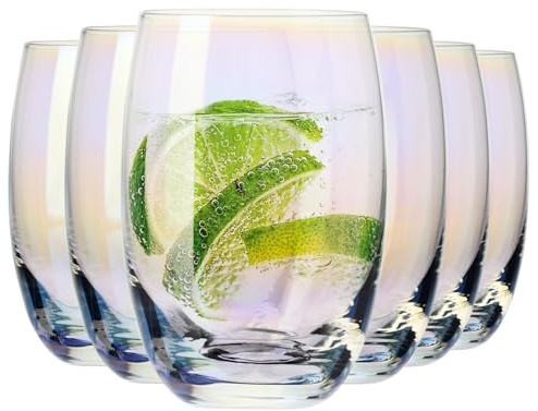 Krosno, Iridescent Drinking Glasses, Set of 6 x 3602 ml, Rainbow Collection