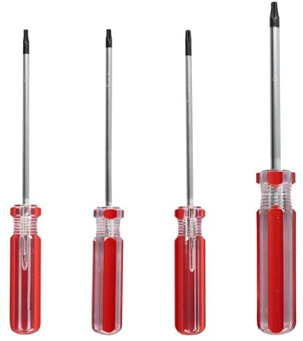 bociloy Set di 4 cacciaviti magnetici Torx con impugnatura comoda, set di cacciaviti di sicurezza a prova di manomissione (T8, T9, T10, T15), rosso