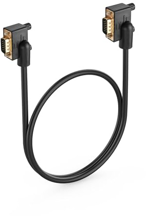 PNGKNYOCN 0.5M 90 Grad VGA zu VGA Kabel, Linke Biegung Winkel VGA Stecker zu Linke Biegung Winkel VGA Stecker 15 Pin Full HD 1080P Hochauflösendes Video Kabel (0.5M)