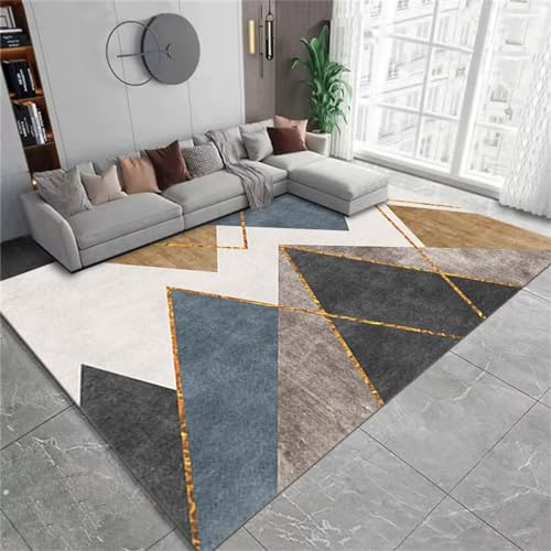 DJHWWD Teppich Pflegeleicht Teppich Boden Moderner, waschbarer und verschleißfester Schlafzimmerteppich im Streifendesign 200x300CM Blau Teppich büro Kinderteppiche