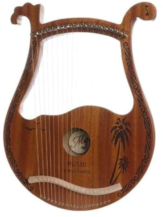 KK-GGL Lyre Harfe, 19 Metallsaiten Lyre Harfe, Mahagoni Holz Lyre Harfe, Reise Portable Erwachsene Musikinstrument, Einfache Instrumente Für Musikliebhaber, Kommt Mit Stimmschlüssel