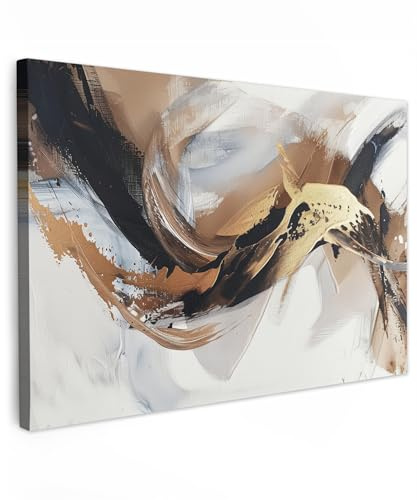 MuchoWow© Cuadros Decoracion Salon Modernos Dormitorios Cuadro Decorativos | 120x80 cm - de Lienzos Decorativo Decoración Cabecero Cama Oro - Arte - Lujo - Moderno