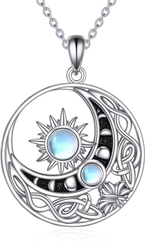 YAFEINI Cresent Mond Stern Kette 925 Sterling Silber Mond Phase Anhänger Halskette Mond Stern Schmuck Geschenke für Damen Mädchen Teens