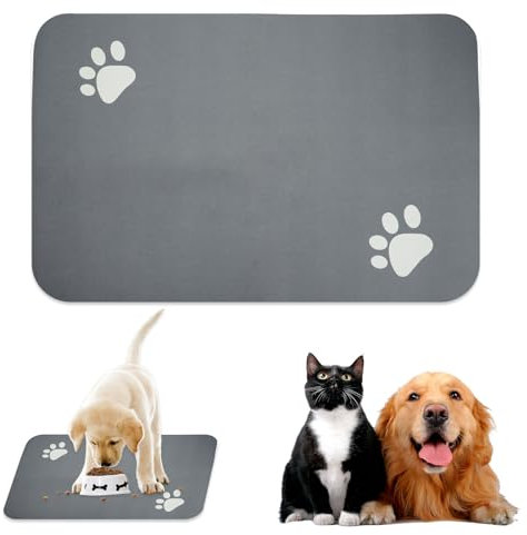 Futterunterlage Hund rutschfest,40×60cm Super Saugfähige Futternapf Unterlage Katze,Waschbar Unterlage Katzennapf,Katzen Napfunterlage,Matte Hundenapf,Matte Katzenfutter für Katzen und Hunde