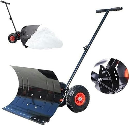 JOCHEN Pala da Neve, Pala da Neve Regolabile in Altezza con Ruote, Pala da Neve in Metallo, Impugnatura in Gomma, Attrezzi per la rimozione della Neve per Giardino, Patio e vialetti