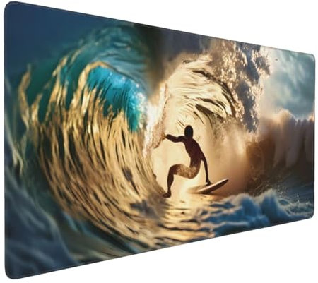 Surfen Mauspad XXL 900x400x3 mm, Groß Gaming Mauspad Design Vernähte Kanten, Wetterfest Anti Rutsch Mousepad PC Laptop verbessert Präzision und Geschwindigkeit, für Home Office A-139