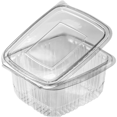 150 Stk. Klappboxen 500ml Rechteckbecher mit Deckel - Feinkostbecher Mealprep Box Behälter Container Einwegschale (PET)
