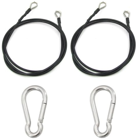 Cavo di prolunga per palestra, puleggia di ricambio per casa, accessori Gy M, corda per tricipiti, 2 cavi da 5 mm rivestiti in gomma 304 in filo di acciaio e 2 moschettoni per sollevamento, trasporto