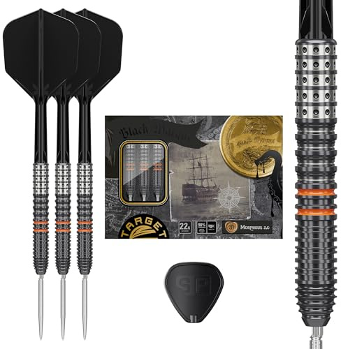 Target Japan Black Marque Lit Morpheus G2 Steel Tip Darts with Kflex 22G | 90% Tungsten Darts Set, K-Flex Flights and Shafts No.6, Nano Swiss Point Tips, Yuzuru Kushibiki Gen 2