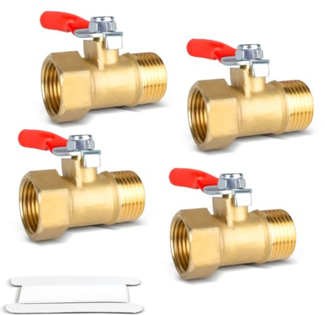 Bwintech 4 Pcs 1/2 Male BSP to 1/2 Female BSP Heavy Duty Brass Mini Ball Valve 180 Degree Shut Off Switch Operation Handle Valve Pipe Fittings