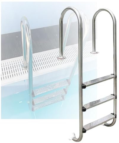 Swimming Pool Ladder,Pool Pedal Ladder 2/3 Steps,Easy Assembly Swimming Pool Stainless Steel Step with Handrails for Indoor Pool Outdoor Pool(3-Steps1.5mm)