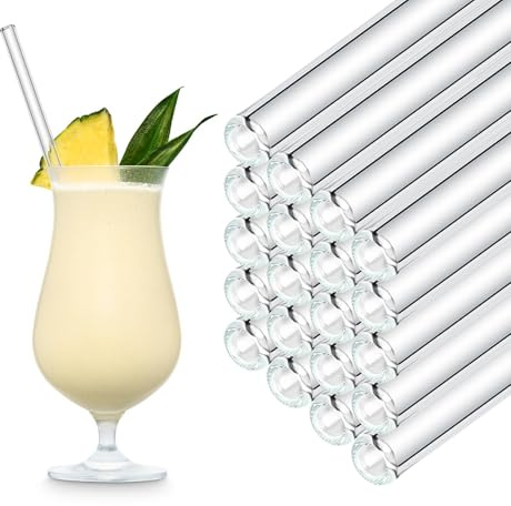 HALM Glasstrohhalme Wiederverwendbar Trinkhalm - 50 Stück gerade 23 cm 10mm dick - für Gastronomie, Restaurant, Bar, Cafe, Hotel Spülmaschinenfest Glastrinkhalme für Long-Drinks, Smoothies
