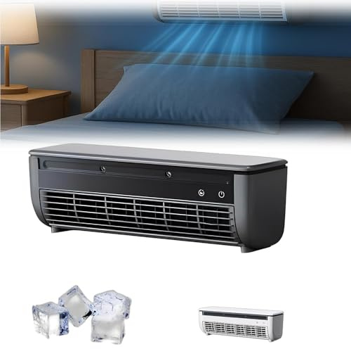 Wireless Charging Air Conditioner Wall Mounted Unit, Portable Wall-Mounted Air Conditioning unit for Kitchen Bedroom No Drilling Cooling Fan Instant Chill for RV Camping Office Use (Black)