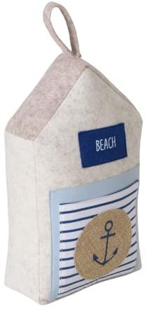 Seaside No.64 - Türstopper als Strandhaus/Strandhütte - schwerer Fensterhalter aus Baumwolle/Filz - maritime Motive wie Anker/Rettungsring - mobil mit Trageschlaufe (Polyester-Filz, BEACH)