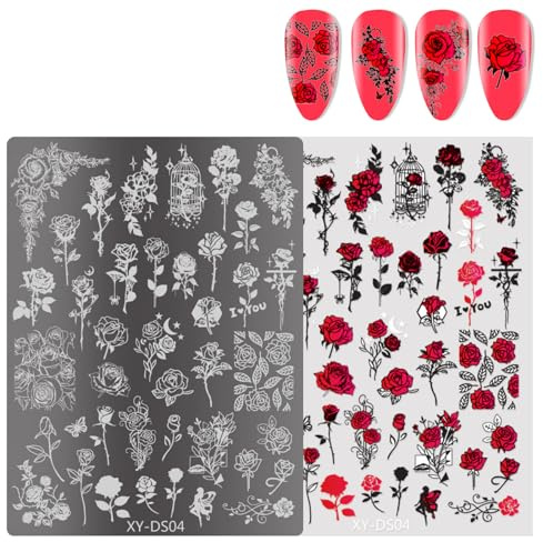 Pointes françaises pour ongles - Plaques d'estampage de fleurs - Pochoirs pour femme - Papillons - Pochoirs pour plaques d'art françaises
