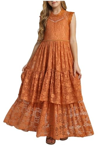 E Girl joyas niños niño niña vestido de fiesta de color sólido manga corta dobladillo irregular princesa vestido de noche ropa bebé N rollo niñas, naranja, 3-4 años
