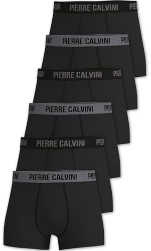 Pierre Calvini Hipster Mens Boxers - Breathable, Moisture Wicking, Soft Cotton Mens Underwear - Fitted, Comfortable Boxers for Men - Boxer Shorts Men Multipack - 6 Pk - Black - Medium