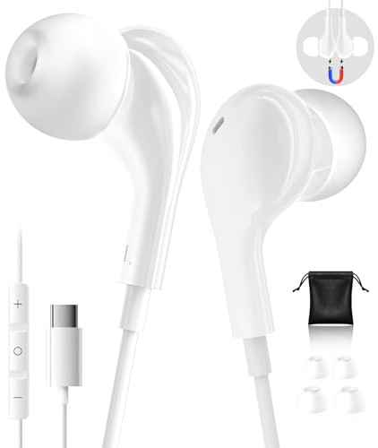 Wired Earphones USB C Headphones for iPhone 17 Samsung Galaxy S26 S25 Ultra | USB C Earphones Headphone with Mic USBC Headphones for iPhone 16 15 Samsung A17 S24 S25 A57 Google Pixel 9 10 Pro 9a iPad A16