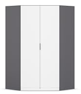Rauch Möbel LAGOA, Eckschrank, Farbe Weiß/Grau metallic, Breite 117 cm | Eckkleiderschrank, 2-türig, Zubehör Basic, für Schlafzimmer, Kinderzimmer, Hauswirtschaftsraum, Garderobe, Flur