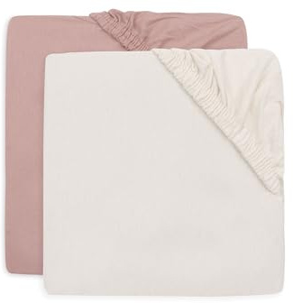 Jollein Sábana Bajera Ajustable Jersey - para cunas - Wild Rose/Ivory - Paquete de 2-40/50 x 80/90 cm - Sábana Bajera Ajustable de algodón - Certificación Oeko-Tex