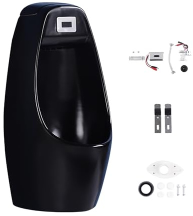 Orinatoio con Sensore a Parete, Scarico Intelligente con Sensore, Orinatoi da Bagno in Ceramica per Uomo Anti-Schizzi, per Bagno, Hotel, Negozi (Scarico a Parete)