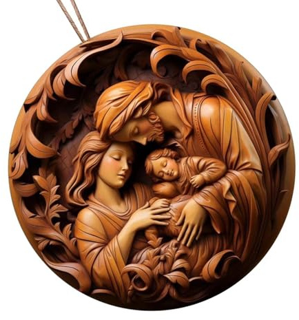 Abalorio acrílico para colgar con belén sagrado, delicada decoración de nacimiento para árbol de Navidad y Pascua, accesorio para árbol de Navidad