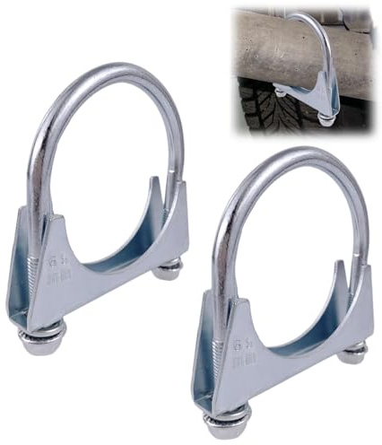 Exhaust Clamp & Pipe Clamp, 2Pcs 65mm Heavy Duty Galvanized U-Bolt with M8 Thread, for Exhaust System Repair