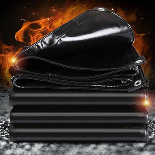 Lona Impermeable Exterior PVC, 520g/m² 2.5x26.5m Toldo Reforzado PVC Protección contra UV, con Ojales de Acero Inoxidable para Leña, Muebles, Jardín, Piscinia, Vehículos,Negro