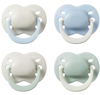 Tommee Tippee Ultimate Fit Newborn Pacifiers, 0-2 Months, Extra Air Holes, Symmetrical Nipple and Shield, 100% BPA Free Silicone, Dishwasher & Sterilizer Safe, Summer Clouds and New Dawn, Pack of 4