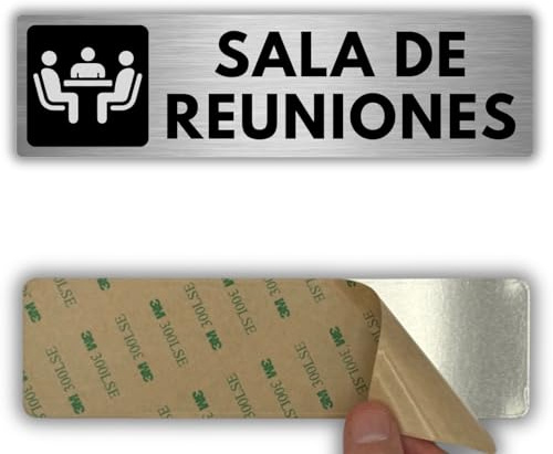 LEIASA | Señal Sala de Reuniones - 5x18 cm - Aluminio - Juntas Directivas | Cartel Sala de Reuniones, Placa Puerta Meeting Room, Letrero Reuniones Privadas, Adhesivo Conferencias, Aviso Ocupada