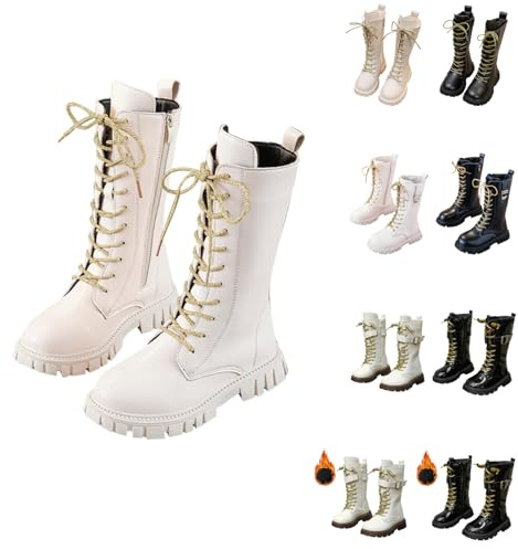 Bottes d'équitation pour fille avec doublure en polaire, bottes d'équitation pour enfants et filles, bottes d'équitation avec fermeture éclair latérale, bottines antidérapantes pour l'automne et