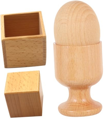 Veemoon Jouet Œuf en Bois Montessori Bébé 2 Sets Coordination Main-œil Jouet Sensoriel Boîte en Bois Cube Éducatif Éveil Préscolaire Présent Éducatif