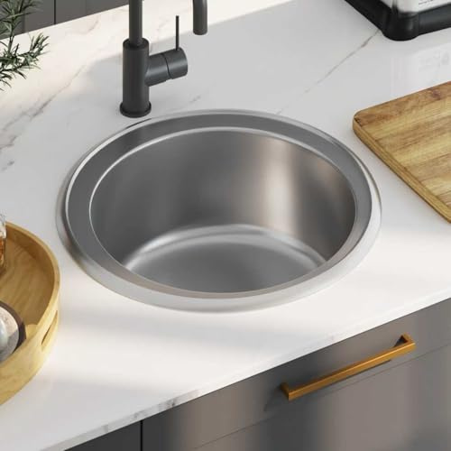 Lavello da incasso in acciaio inox con filtro e sifone, lavabo singolo extra profondo, antigraffio e antimacchia, design salvaspazio per piano di lavoro della cucina, durevole e leggero