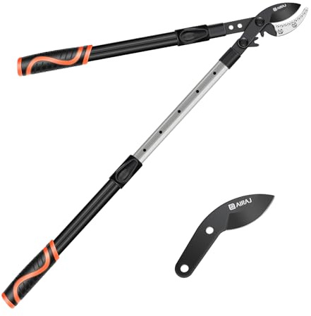 AIRAJ Telescopic Tree Loppers 67-100CM,Loppers for Gardening Heavy Duty Cutter up to 7cm,Anvi Lopper with Compound Action,SK5 Steel Blade&Teflon Coated,Professional Garden Lopper for Thick Branches
