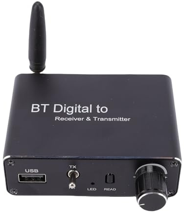 Plyisty Ricevitore Trasmettitore Bluetooth 5.3, Convertitore da Digitale Ad Analogico con Interfacce USB AUX Coassiali Ottiche, per Cuffie Altoparlante Home Theater Computer TV