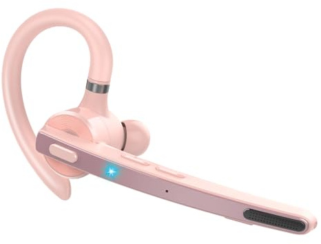 Thunelec Auriculares Bluetooth V5.3, manos libres inalámbricas, teléfono con CVC 8.0/ENC Dual Mic, APTX, silencioso, conexión de dos dispositivos, auriculares para teléfono móvil rosa