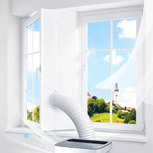 Kit Calfeutrage Climatiseur, kit de calfeutrage pour climatiseur mobile, Coicok 400CM kit calfeutrage clim porte fenetre Fonctionne avec Toutes Les Unités de Climatisation Mobiles et Sèche Linge