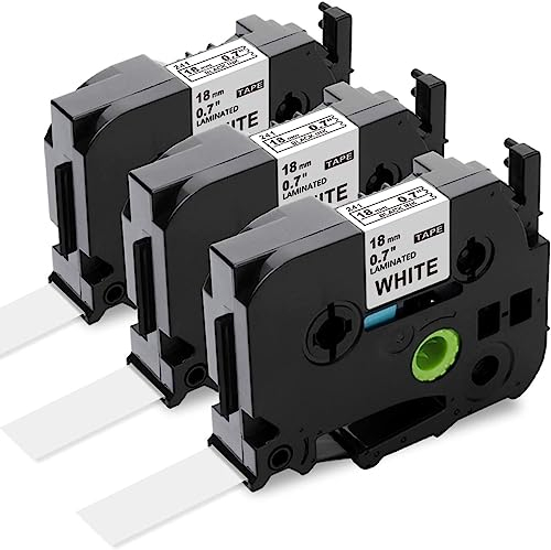 Upwinning TZe-241 18mm D400 D410 Schriftband kompatibel mit Brother P-touch Bänder 18mm Weiß TZ-241 TZe 241, Tze 18 mm Laminiert für Brother Beschriftungsgerät Ptouch D400VP D450 1830 900 PT-2430, 3x