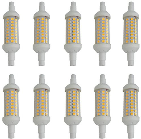 Aoxdi 10 Stück R7s LED Leuchtmittel 78mm 5W, Warmweiß, LED Licht | 64 SMD 2835 LED Strahler Lampen 5W, AC220-240V