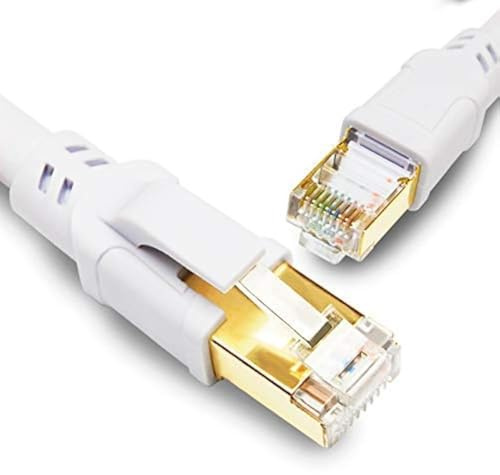 Yauhody Cat 8 Lan Kabel 8m, Ethernet Kabel 40Gbps 2000MHz S/FTP Netzwerkkabel Gigabit RJ45 Patchkabel für Router, TV, PC, Switch, PS5, Modem(Weiß 8m)