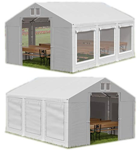 Das Company Tendone per Feste Bianco 5x6m Con Persiane e Zanzariere Impermeabile 560 g/m2 PVC Telone Costruzione Summer - Tenda da Esterno Impermeabile, Tenda Giardino Esterno - Tendone Estate